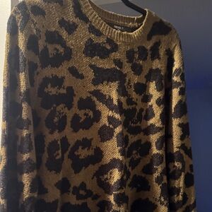 Forever 21 Black and Brown Animal Print Sweater
